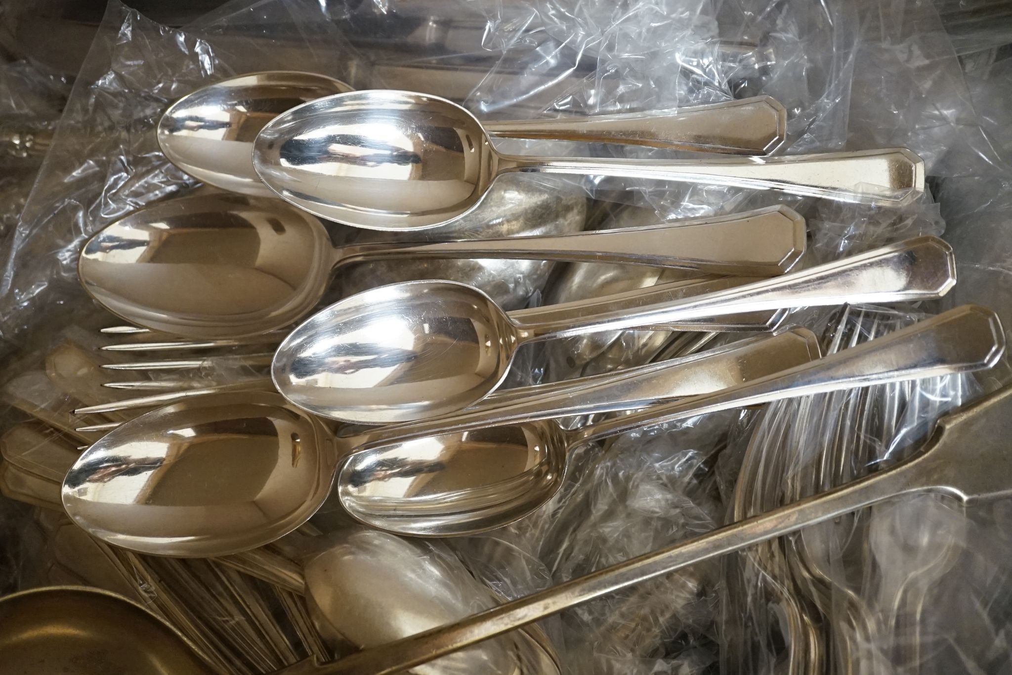 A large quantity of silver plated flatware